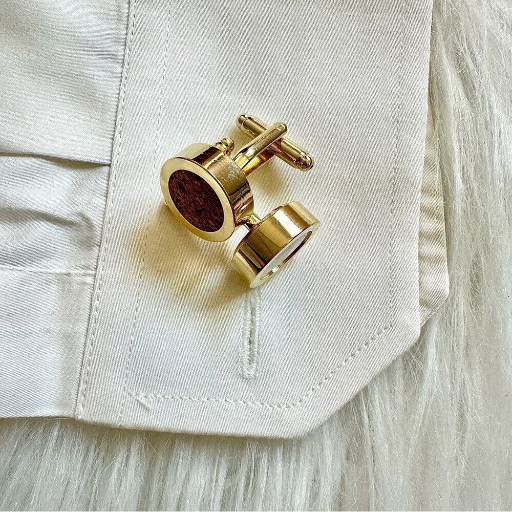 Gold Cork Cufflinks Wine Connoisseur Sommolier Winery Vineyard Wedding Groomsmen